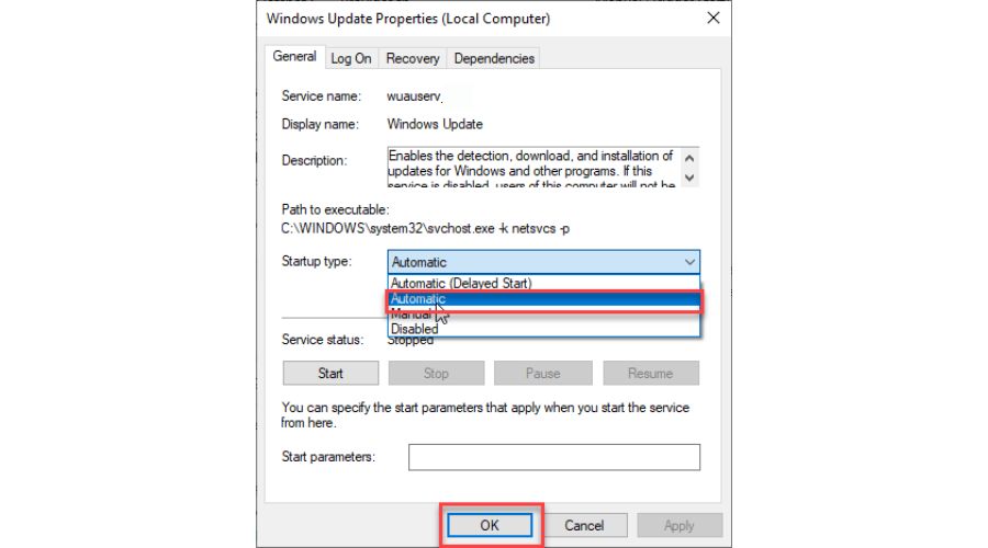 Windows Update Properties